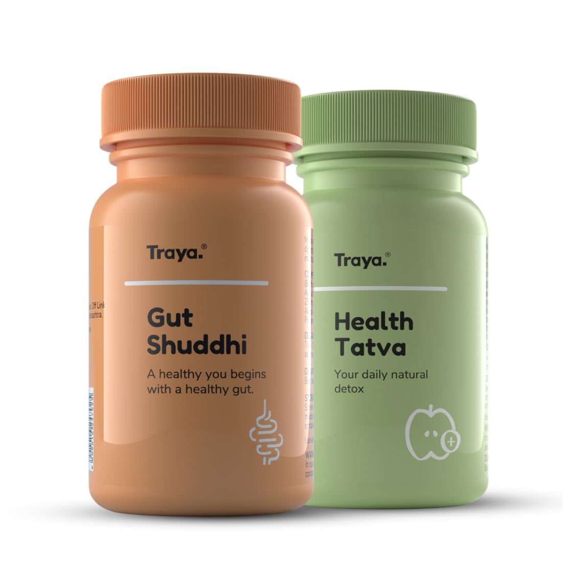 Traya Gut Health Combo Tablets, Immunity & Metabolism Boosters Tablets, Digestive Enzymes, Stress Relief, Acidity Remedies, Gutt Shuddhi (30 Tablets) + Health Tatva (60 Tablets)