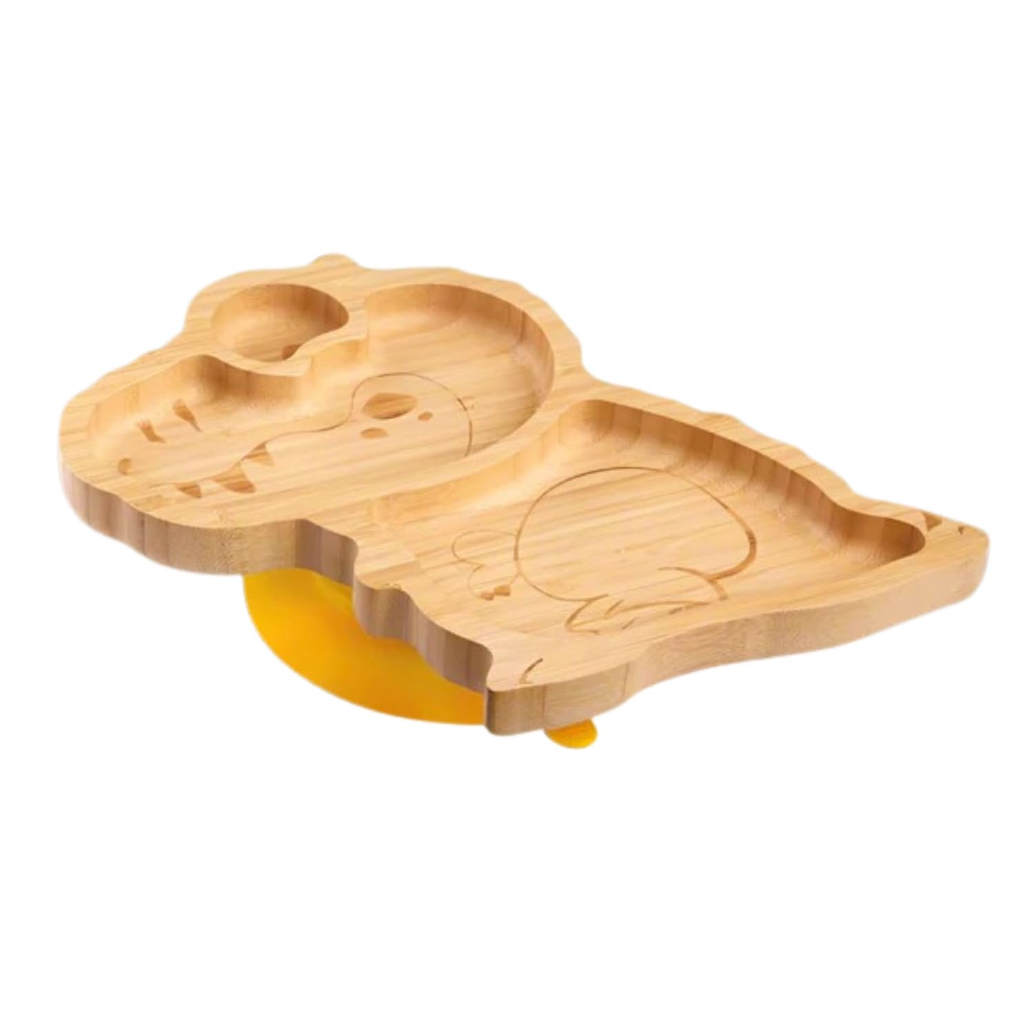 PURELY MAMA Big Tooth - The Dinosaur Bamboo Suction Plate for Toddlers & Kids | BPA-Free, Plastic-Free | Eco-Friendly Weaning Plate | Organic, Non-Toxic | Secure Silicone Base | Fun & Safe Dining