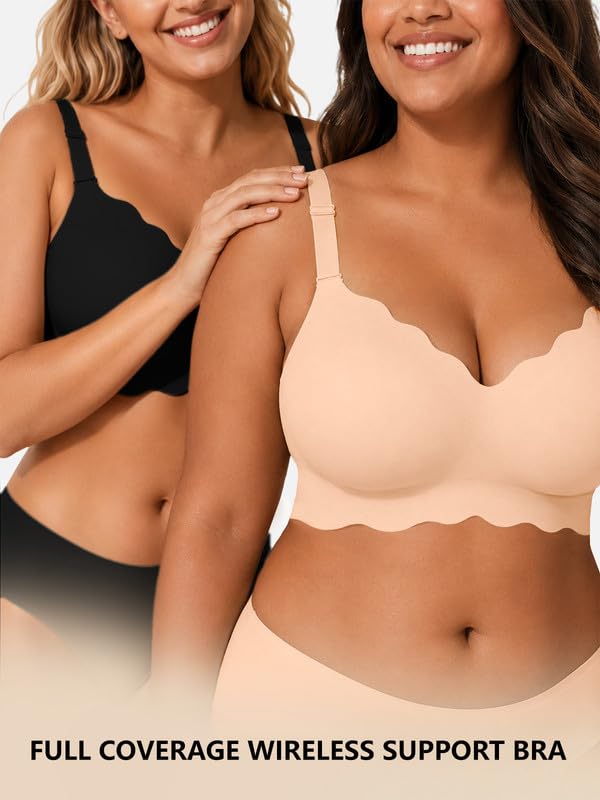 Image of COCOMARTS Jelly Bras for Women No Underwire Scalloped Wireless Push Up Bra | Seamless Full Coverage Supportive Everyday Essentials Tshirt Bras, Soft Breathable Comfortable Bralettes