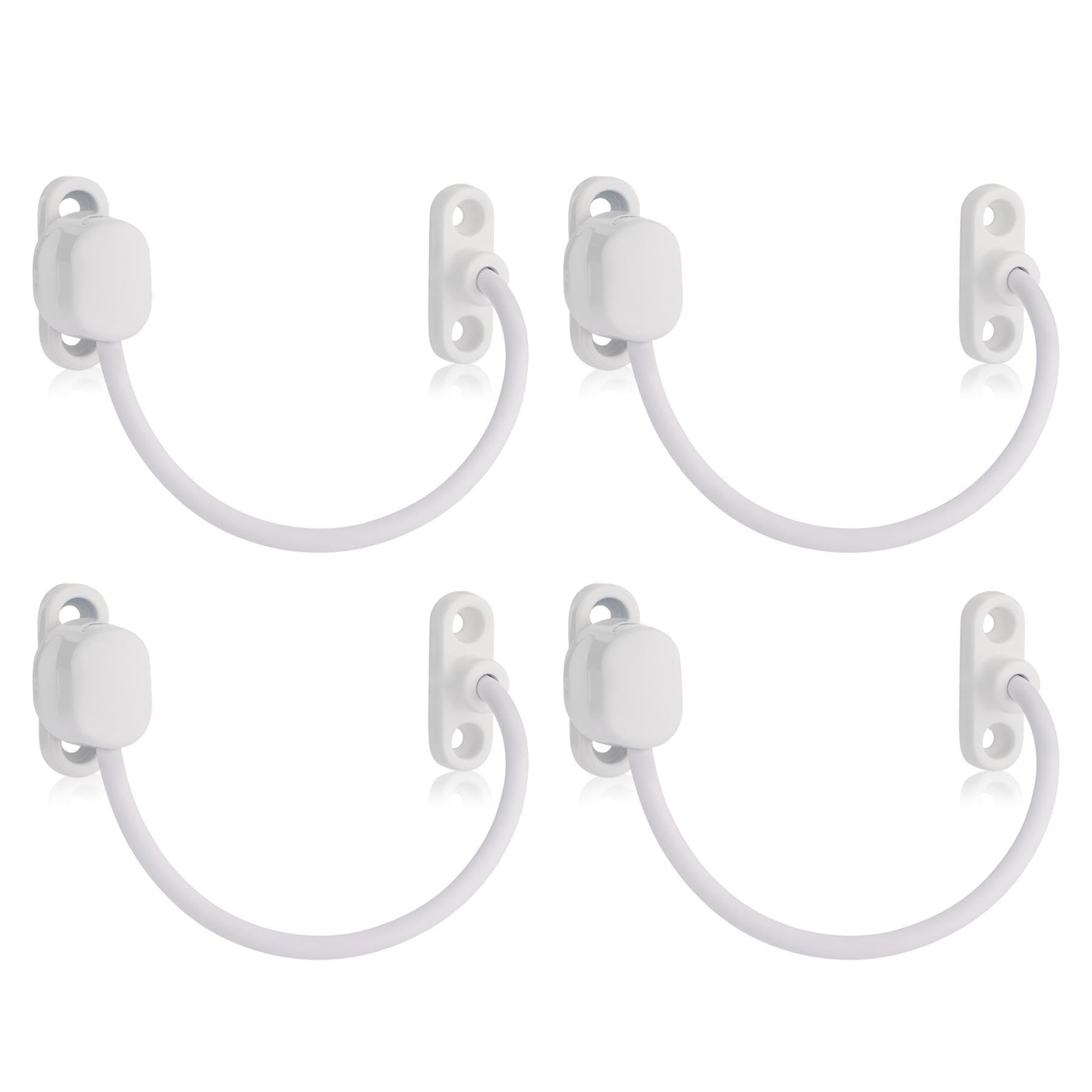 Xfort White 4 Pack Viper Thumbturn Locking Cable Window Restrictor In Keyless Durable Window Safety Lock For Child Safety And Window Security