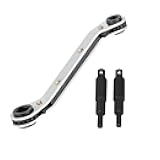 HVAC Service Wrench, Refrigeration Wrench With 2 Pcs HVAC Hexagon Bit Adapter, Premium AC Tools for HVAC, Refrigeration Equipment Repair (3/16”, 1/4”, 5/16”, 3/8”)
