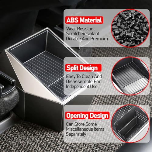 Image of Rear Trash Can for Tesla Model Y 2021-2025,Rear Center Console Organizer Storage Box Garbage Can Bin for Tesla Model Y Accessories,Cybertruck Style Under Seat Garbage Can