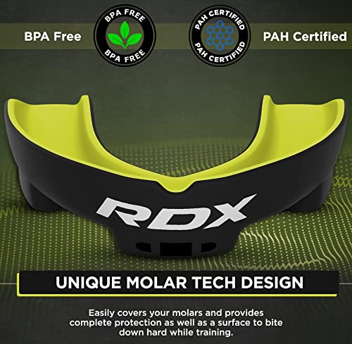 Image of RDX Mouth Guard for Boxing MMA Kickboxing Muay Thai Judo Karate - Adult Gum Shield Mouthpiece Jaw Protector with Storage Case, Martial Arts Football Lacrosse Hockey Contact Sports - Above 12 Years Age