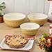 Vintage Farm Stoneware Mixing Bowl Set, 3-Piece, Includes 2 Qt, 3 Qt & 4.25 Qt Bowls, Embossed Patterns in Golden-Honey Finish, Durable & Nesting Design, Perfect for Mixing, Baking & Serving