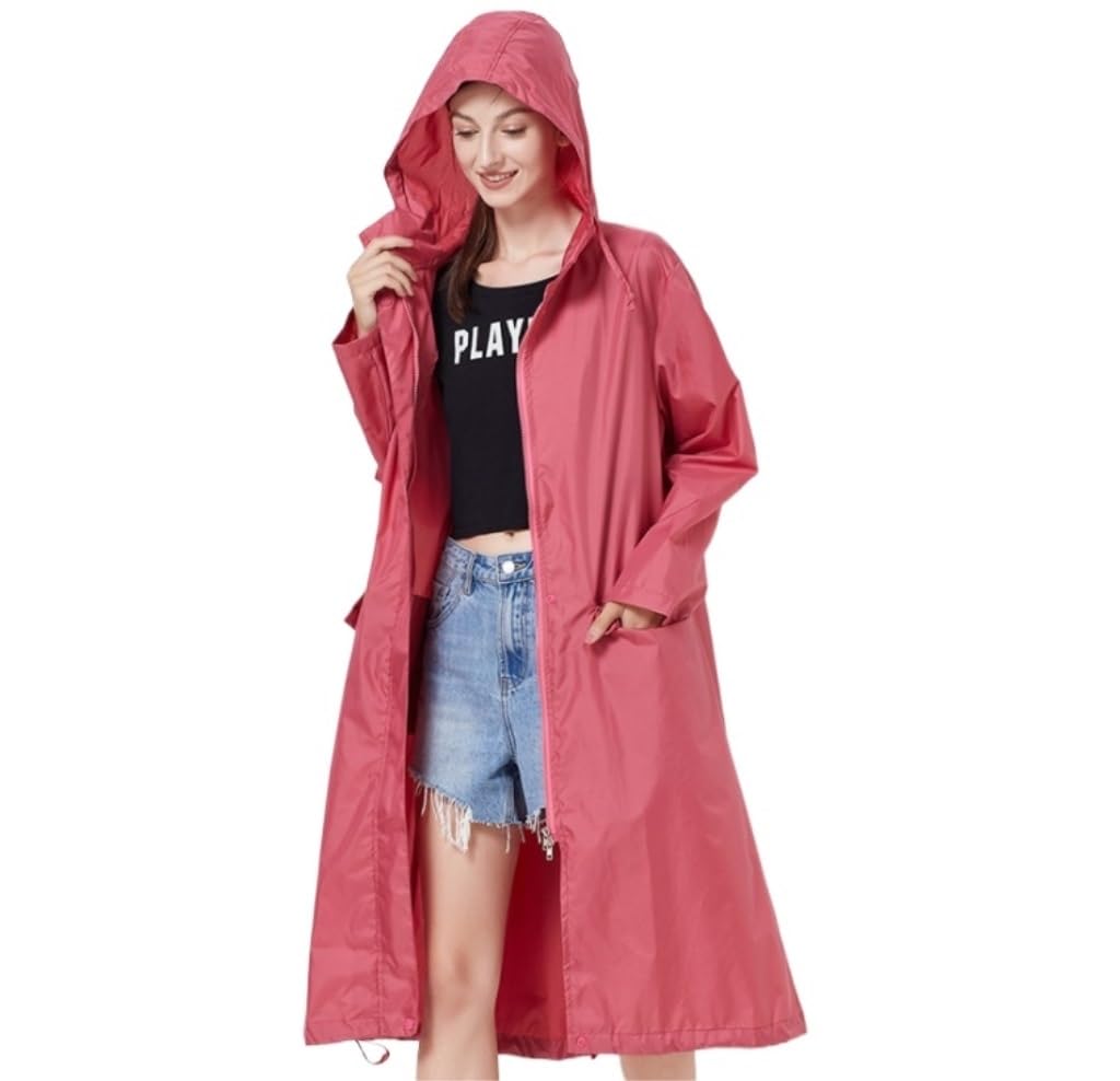 Poncho Antipioggia Giacca A Vento Sottile E Sciolta, Impermeabile in Tinta Unita, da Viaggio per Adulti, Maschio E Femmina Mantella Antipioggia(Pink,XXL)