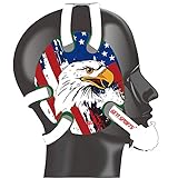 Geyi Wrestling Headgear with USA and Eagles Flag Stickers (Dark Green)
