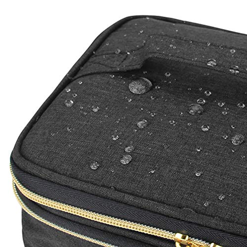 Teamoy Travel Makeup Brushes Case, Professional Makeup Train Organizer Bag with Handle for Makeup Brushes and Beauty Essentials- Black(up to 8.8