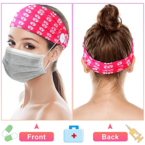 20 Pcs Nurse Headbands With Button For Nurses Doctors Women Athletic Non Slip Elastic Stretch Hair Bands For Mask Ear Protection Wide Head Wraps Accessories For Men Girls Workout Yoga Running (Nurse) #TOP2
