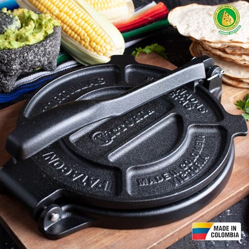 Miniatura 10 de Victoria Tortillera Prensa Para Tortillas Mexicanas Hierro Fundido Curado 20 Cm, Pataconera Colombiana Profesional Para Hacer Tacos, Arepas, Quesadillas, Empanadas, Patacones, Roti Maker