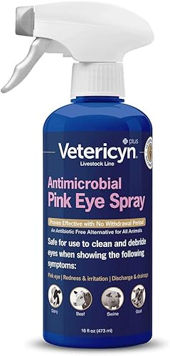 Vetericyn Plus Livestock Pink Eye Spray | Alivio de la conjuntivitis para animales, fórmula segura y no tóxica para aliviar el enrojecimiento, la