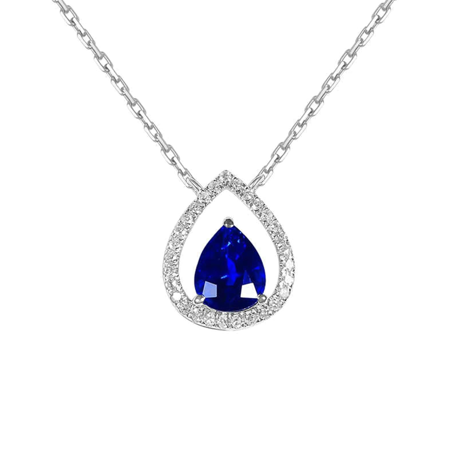 Collar de mujer de platino 950 gotas con zafiro de 0,75 ct
