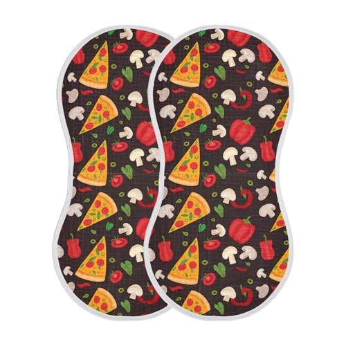 xigua Pizza Slices Muslin Baby Burp Cloths Set of 4, Super Soft & Absorbent Burping Rags, Cotton Burp Clothes Shower Gift for Newborn, Baby Girls and Boys2