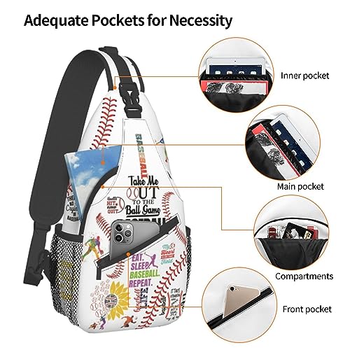 Image of Baseball Sling Backpack - Crossbody Shoulder Bag for Men & Women