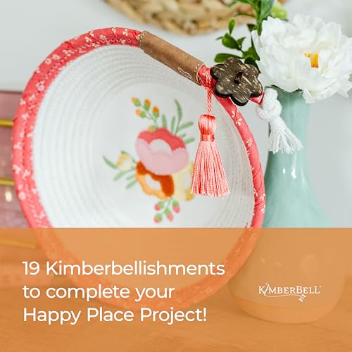Image of Kimberbell Happy Place Embellishment Kit - Embellishments for Crafting Kit, 19 Assorted Pcs, Embroidery Supplies, Craft Kit for Sewing Projects, Small
