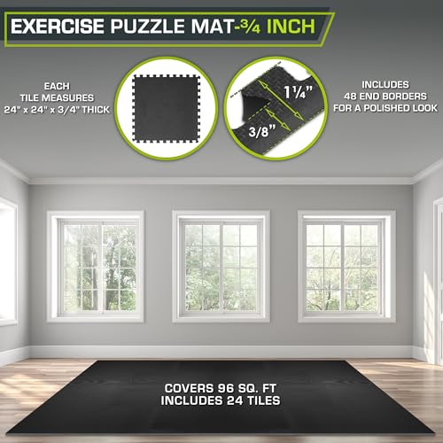 ProsourceFit Extra Thick Puzzle Exercise Mat 3/4” and 1", EVA Foam Interlocking Tiles for Protective, Cushioned Workout Flooring for Home and Gym Equipment - Imagen 3