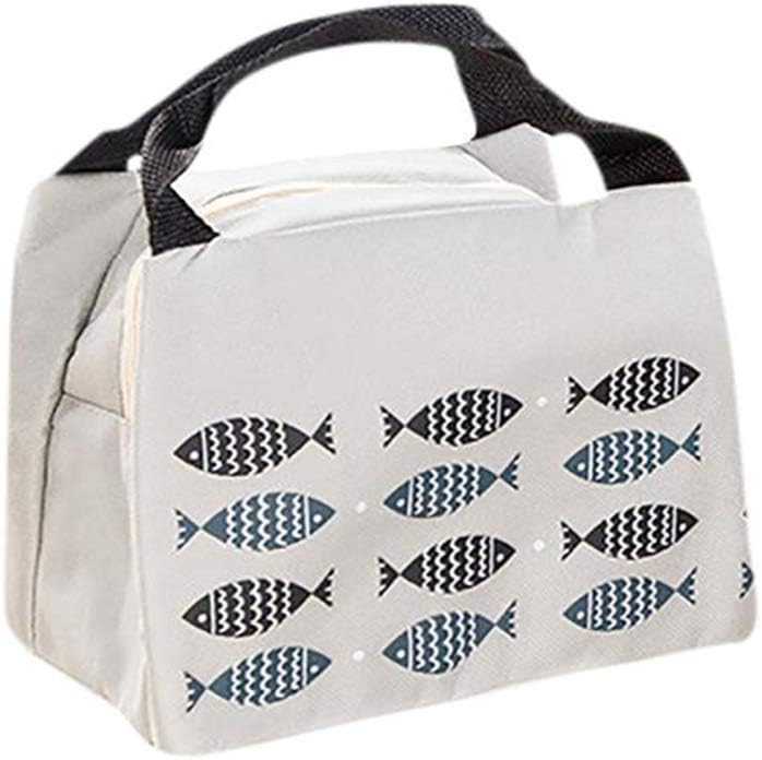 Clearance!! Quistal Adult Lunch Box Thermal Insulated Canvas Stripe Lunch Bag Large Cooler Tote Bag for Men, Women, Kid