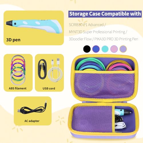 Peyyargo Hard Étui de Protection Compatible avec MYNT3D Stylo Super 3D / FreeSculpt Stylo 3D / SCRIB3D Stylo d'impression 3D P1 (Violet + Jaune) 3 Peyyargo Hard Étui de Protection Compatible avec MYNT3D Stylo Super 3D / FreeSculpt Stylo 3D / SCRIB3D Stylo d'impression 3D P1 (Violet + Jaune) – Image 4
