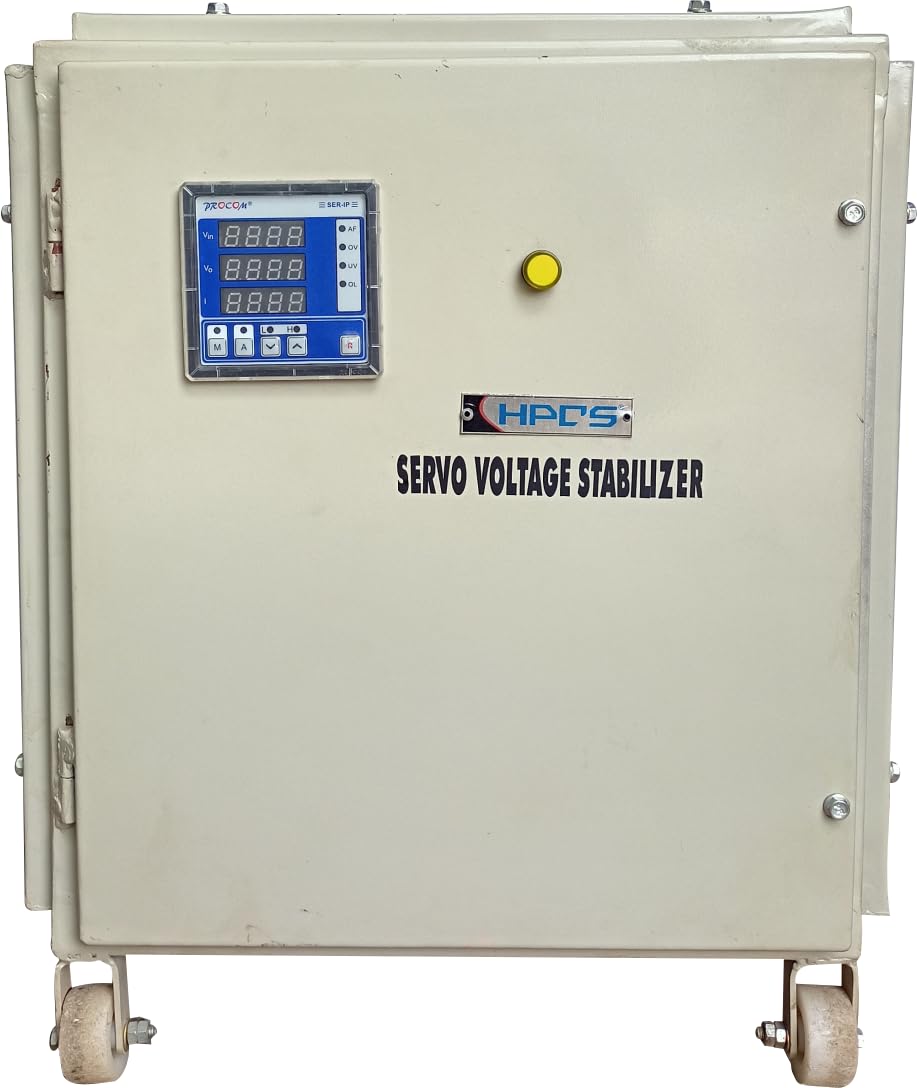 HPCS 10 KVA Servo Voltage Stabilizer 230V Single Phase (140V-275V) | High Efficiency | Reliable Voltage Regulation | Air Cooled | Cooper Wounded
