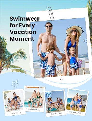 PATPAT Mommy and Me Matching Swimsuit One Piece Leaves Printed V Neck Bathing Suits Family Swimwear Matching Set2