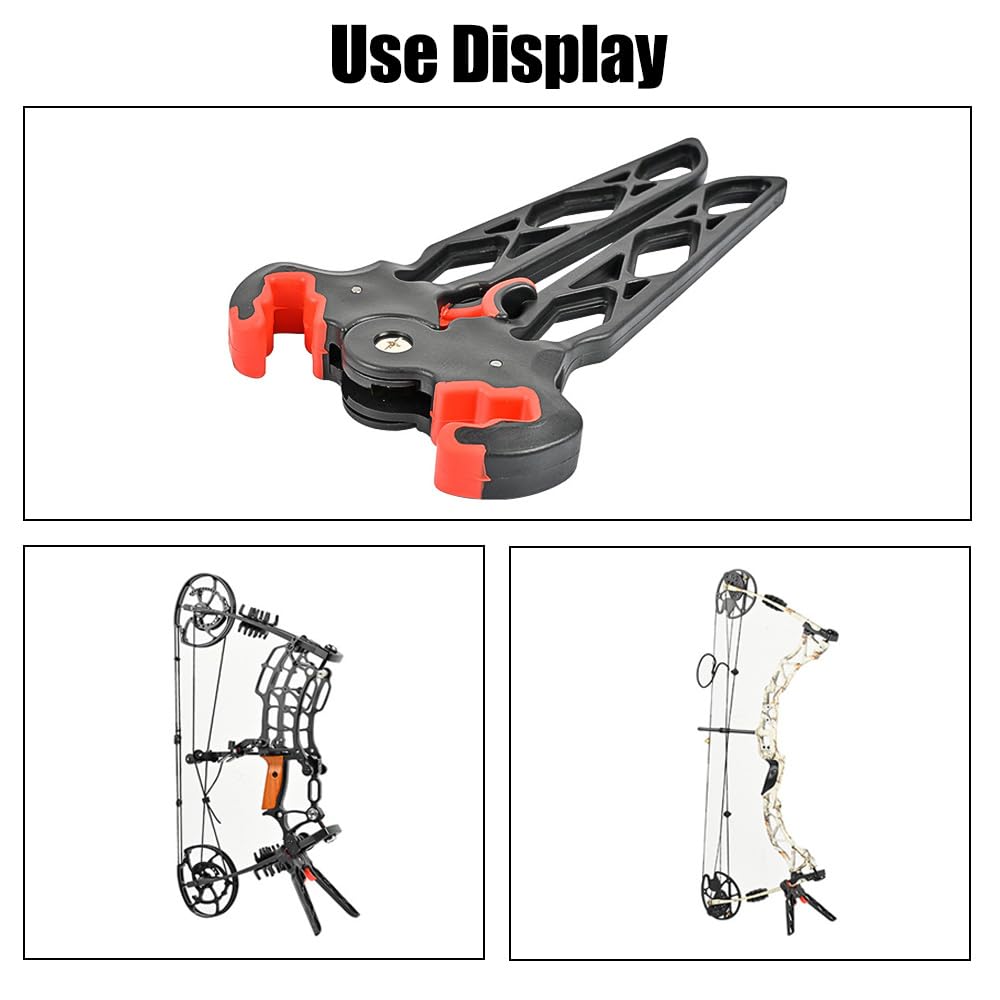 Support d'arc à Poulies, Pieds de Tir à l'arc Pliable avec Pince, Conception à Ressort, Porte Arc pour Le Tir de Chasse en Plein Air