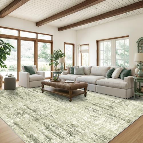 Image of Valenrug Washable Rug 8x10 - Stain Resistant 8x10 Area Rugs for Living Room, Non Slip Backing Printed Rugs for Bedroom, Folable Machine Washable Area Rug(Green,8'x10')