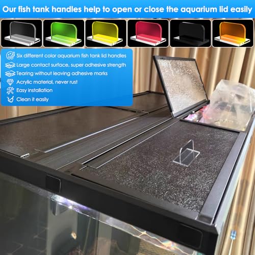 Image of NestBasics 6pcs Aquarium lid Hinge Acrylic Fish Tank Glass Canopy Handle Fish Tank Hood top Cover Replacement Double Tape Pull Handle