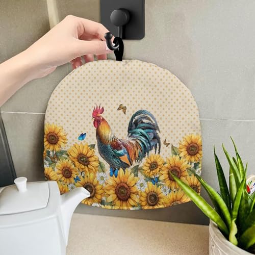 Image of Teapot Cozy Large Tea Cozies Insulated Keep Tea Warm Tea Pot Cozies Teapot Dust Cover Perfect for Teapot British Home Kitchen Table Decorative, Rooster Sunflower Polka Dot