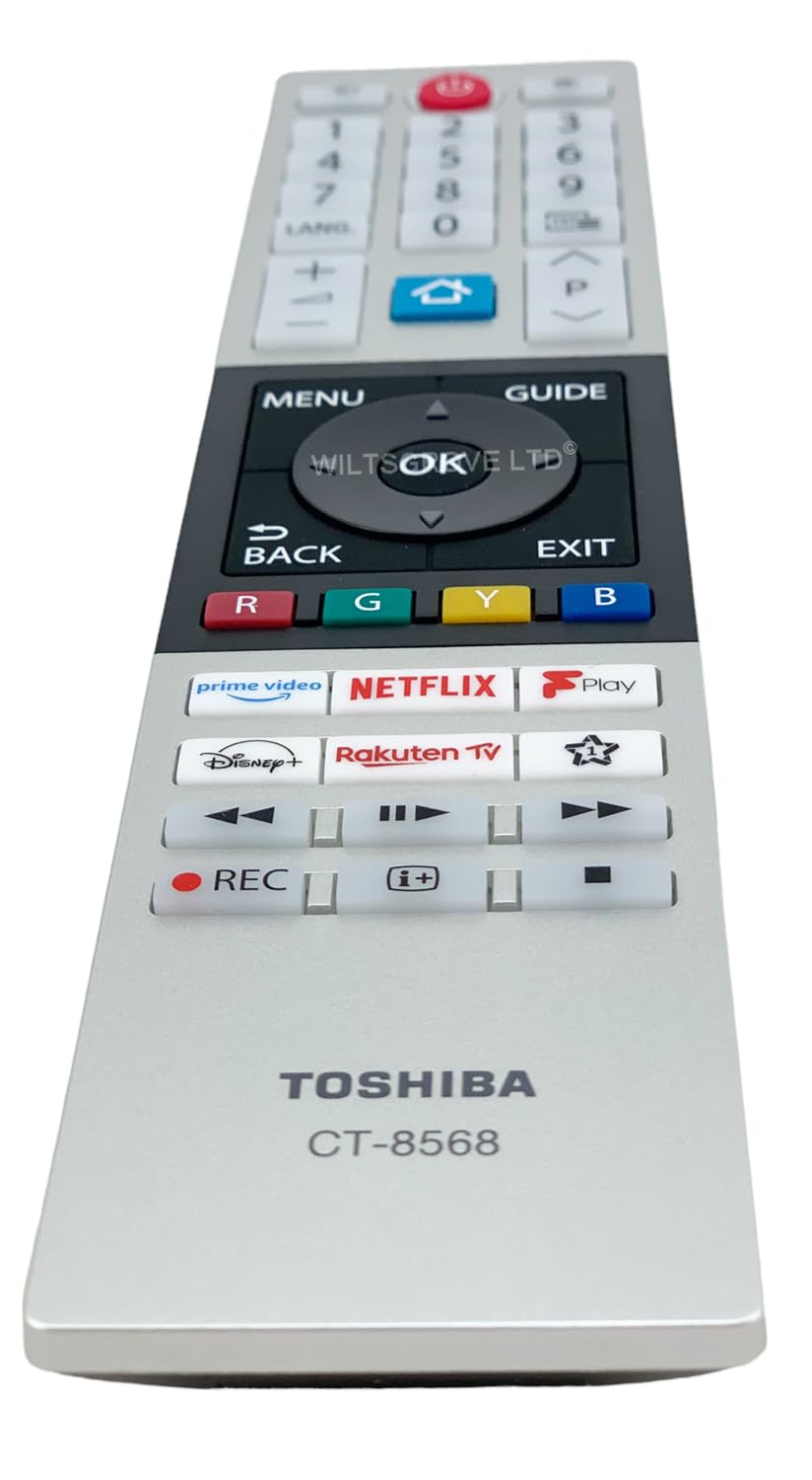 Telecomando Originale CT-8568 Per TV Toshiba 50UV2363DB, 55UV2363DB, 65UV2363DB, Smart 4K Vidaa, Con Pulsanti Netflix E Prime Video - 3
