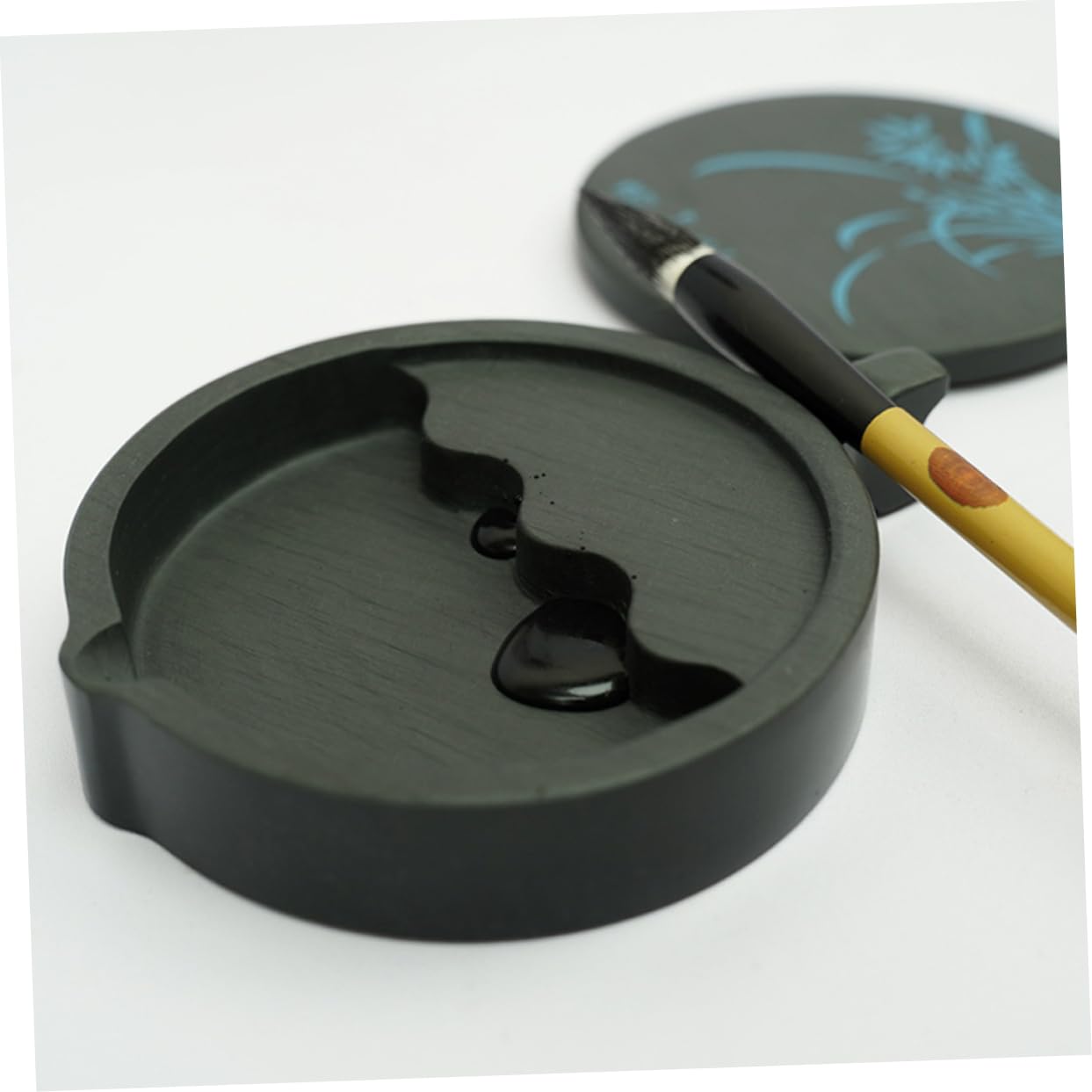 Pierre à Encre Chinoise pour Calligraphie, Pierre Naturelle Noire 4 Pouces