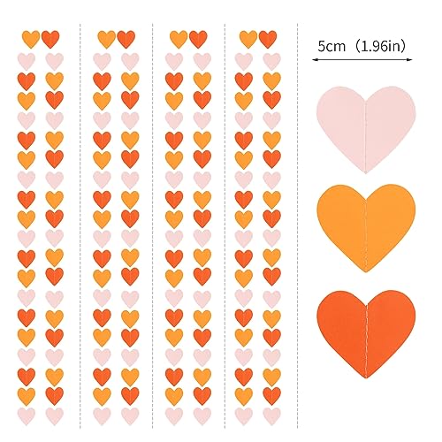 Image of Pink Orange Fall Engagement Party-Decorations Heart-Garland - 52ft Fall Autumn Thanksgiving Harvest Hanging Streamers Banner,Birthday Baby Bridal Shower Wedding Bachelorette Groovy Decor Panduola