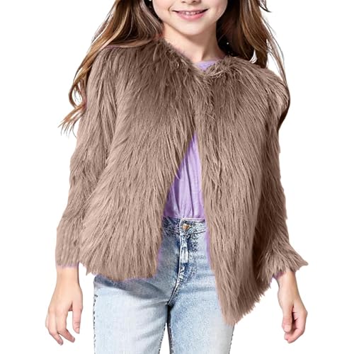 ASHER FASHION Girls Faux-Fu𝐫 Jacket Coat Toddler Baby Kids Autumn Winter Warm Open Front Thick Warm Outwear2