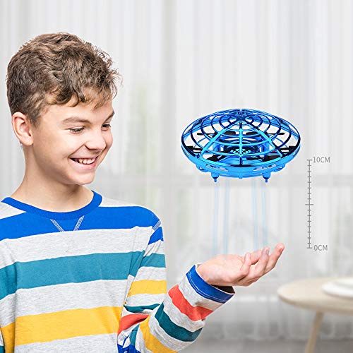 Flying Toys Drones for Kids Mini Drones Hand Controlled Flying Ball Drone Toys with 2 Speed and LED Light for Kids, Boys and Girls Toys (Blue)