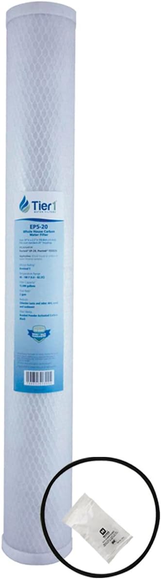 Tier1 5 Micron 20 x 2.5 Water Filter | Carbon Block Whole House Cartridge Kit with O-Ring & Lubricant | Replacement for Pentek EP-20, 155529-43, CEP-20E, EP5-20 | 2.5 x 20 Water Filter (3-Pack)