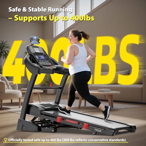 Image of Folding Treadmill 400 lbs Capacity for Home, Incline Treadmill for Exercising, 15% Auto Incline or 6% Manual Incline, 7.5MPH or 10MPH, 16'' or 18'' Wide Belt, 71 Programs, Brushless Fan & Knee Support