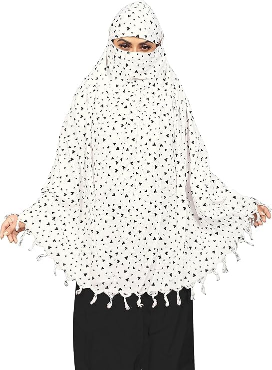 Image of Cotton Long Scarf Cum Mask Scarves Usable for Vehicle Driver | White Printed Design Fabric | Universal Size | Soft & Breathable Sun Protection | For Girl & Women