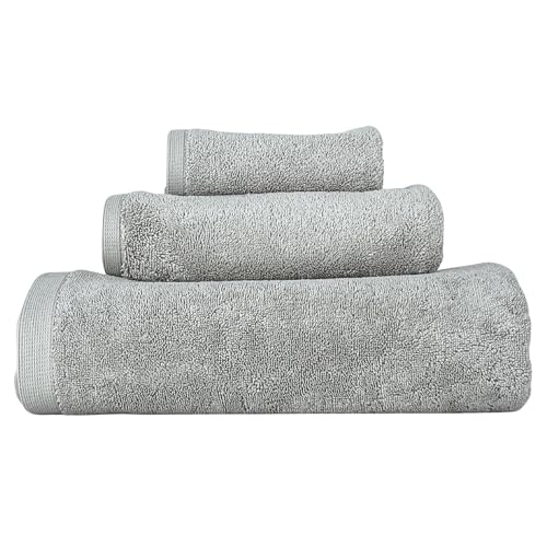 Lincoln & Palm 3 Piece Turkish Towels Set Thick Soft Plush 700 GSM Spa & Hotel Quality Silver Infused SILVERbac | Bath 58x30 Hand 30x16 Face Wash Cloth 13x13 (3 Piece Towel Set Silver)