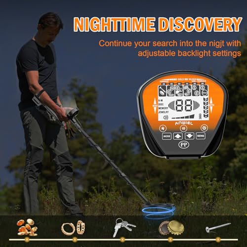 Metal Detector for Adults Professional, Higher Accuracy Gold and Silver Detector, Metal Detector Waterproof Pinpoint, Bigger LCD, 5 Mode, 10" IP68 Coil, New Advanced DSP Chip, Orange