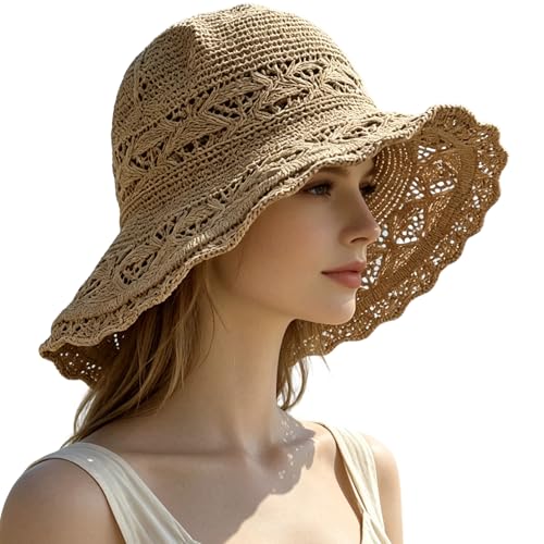 Sombrero de playa de crochet transpirable para mujer miniatura 3