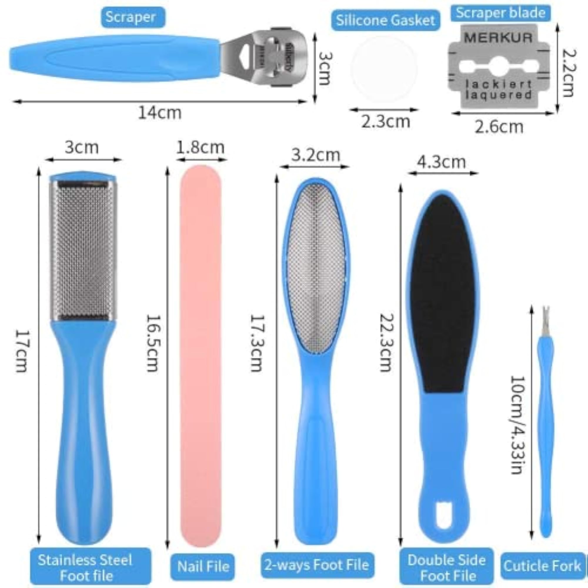 8 in 1 Pedicure Kit, Foot Scrubber & Tools