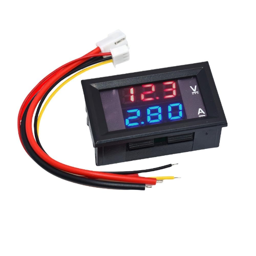 Voltmetro Amperometro 0,28" digitale LED, rilevatore di tensione doppio schermo, 50A DC 0-100V 1A-100A multimetro amperaggio misuratore, tester di corrente, cavi di collegamento 2