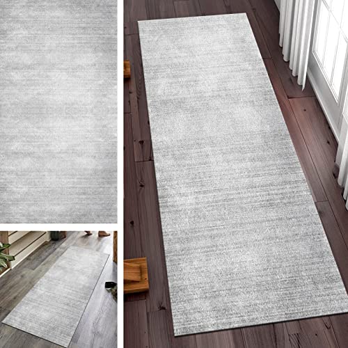 SGLGSTORE Teppich Läufer Flur rutschfest Küchen Waschbar Grau Abstrakt Korridor Teppichläufer, Modern Schlafzimmer Wohnzimmer Fußmatten Breite 60/70/ 80/90/ 100cm (Color : A, Size : 50x400cm) Cover