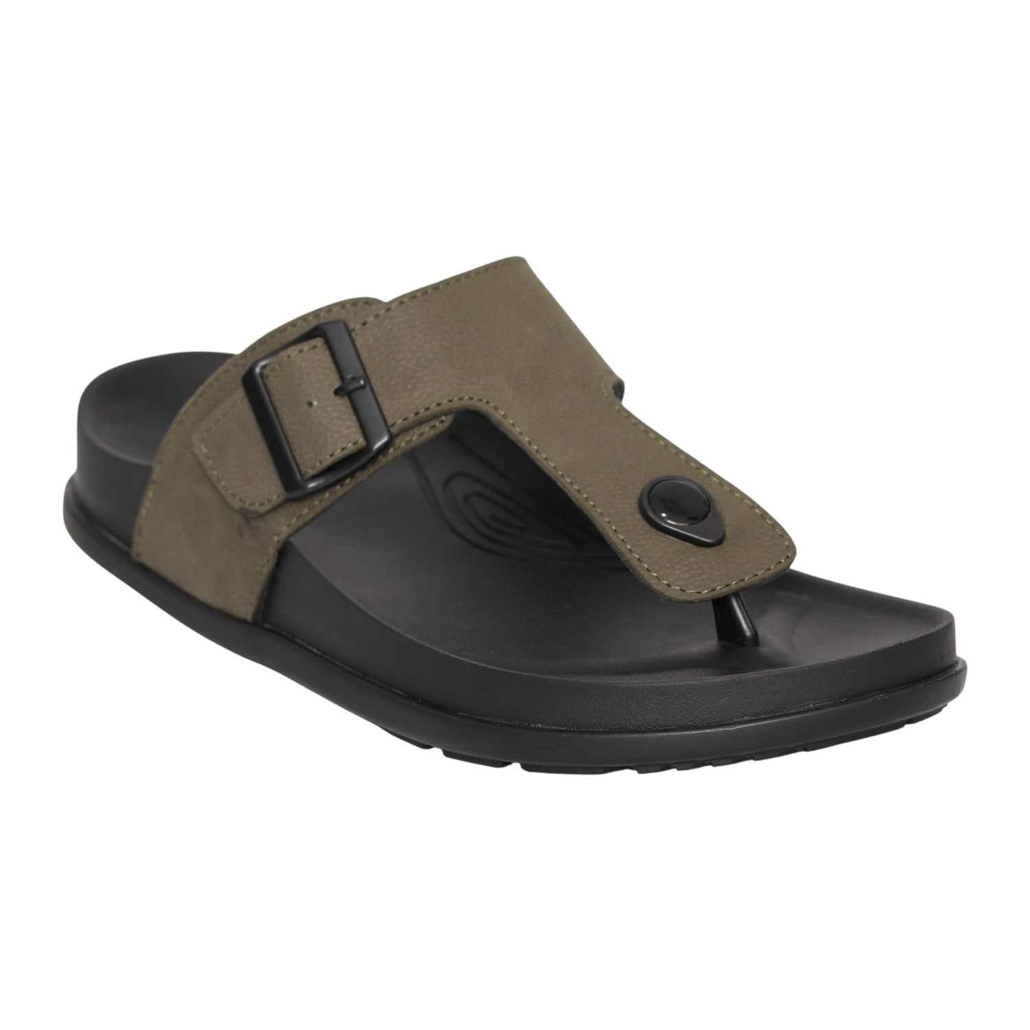 fresco Mens Olive Classic Buckle Sandal-picture-18