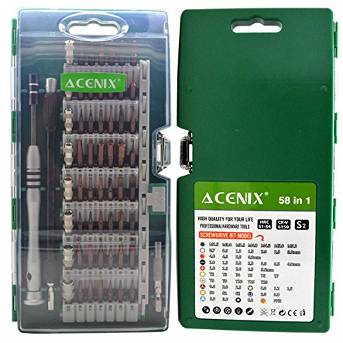 ACENIX 58-in-1 Präzisions-Schraubendreher-Set mit 54 magnetischen Bits für alle Elektronikgeräte iPhone Samsung HTC Laptop PC Nokia iPad iPod Tablets