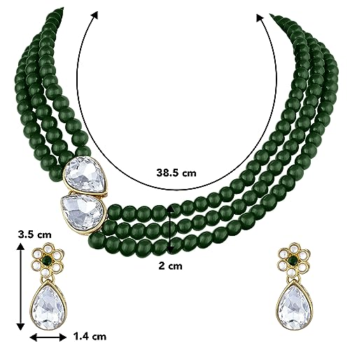 Image of Peora Faux Pearl Crystal Necklace & Jewellery Set Gift for Women