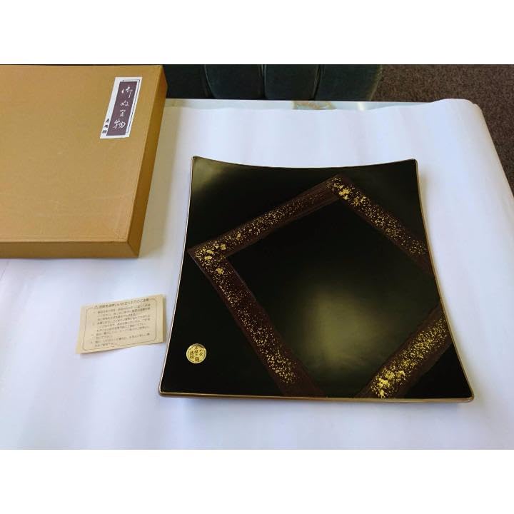 Amazon.co.jp: 漆工芸 金箔 本金 手描き蒔絵のお盆《》菓子盆 : ホビー