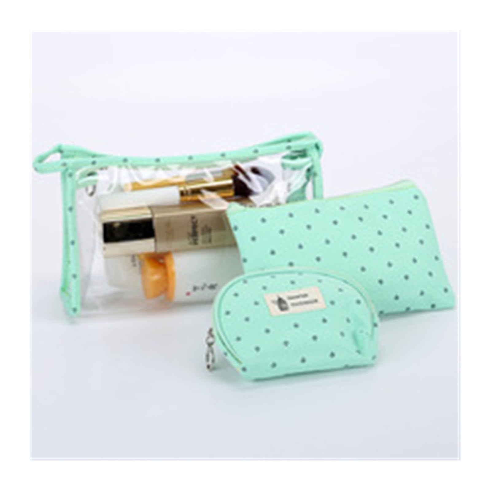 Confezione da 3 borse da toilette in PVC, borsa da viaggio for articoli da toeletta for ragazze, custodia for trucco, portafoglio trasparente con cerniera beauty case(Navy blue)