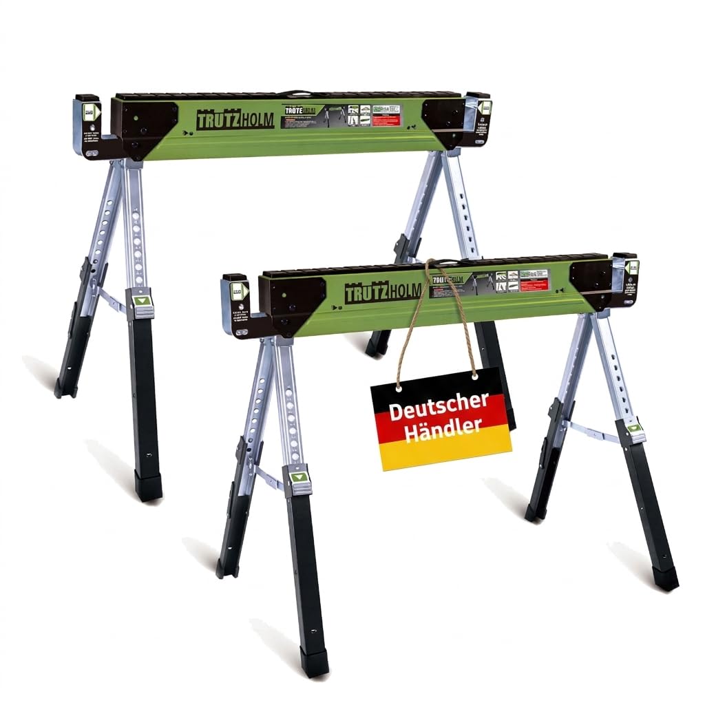 TRUTZHOLM Sägebock Arbeitsbock höhenverstellbar bis 650/1300 kg klappbar Werkbock Untergestell Stahl (2 Stück (Set))