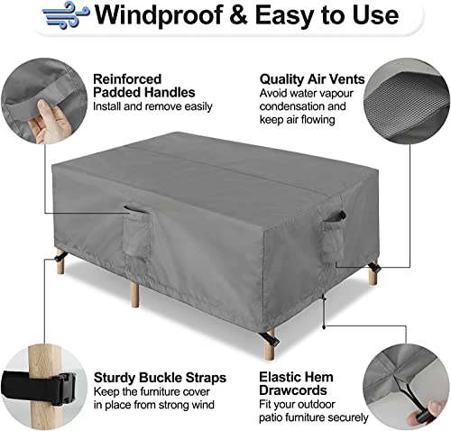 Outdoorlines Outdoor Waterproof Patio Table Furniture Set Covers - Square Couch Sectional Cover Outside Weatherproof Patio Furniture Covering For Deck, Lawn And Backyard 126" L X 126" W X 32" H, Gray #TOP4