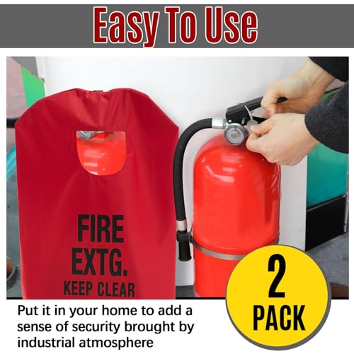 Image of Amylove 2 Pcs Fire Extinguisher Cover 20-26 lb | Heavy Duty Thickened Fire Protective Sleeve from Scuffs and Scratches Accessories 18 inch W x 35 inch L