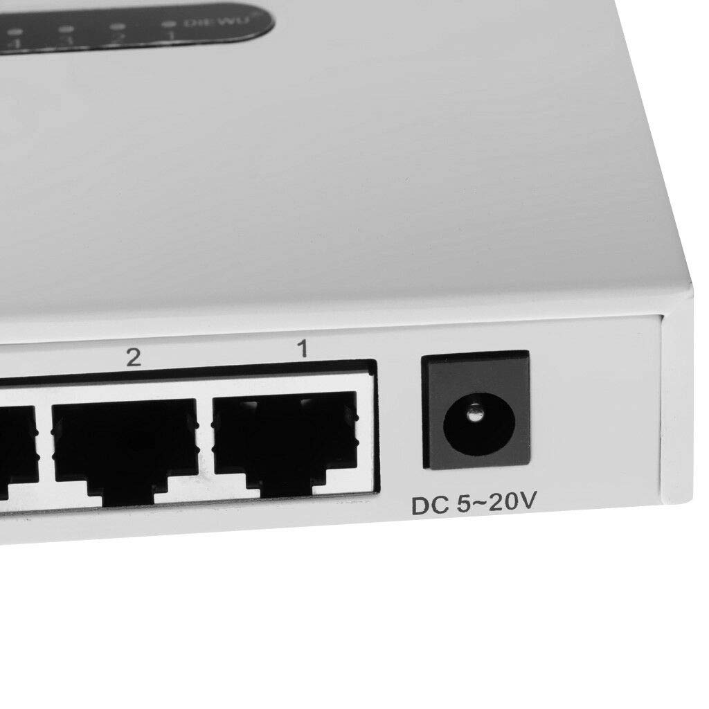 nmc 5port fast ethernet 100m network switch desktop for smart tv/webcams white